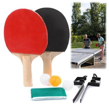 Imagem de Kit Ping Pong Tênis de Mesa Com 2 Raquetes 3 Bolinhas Rede Jogo Recrea
