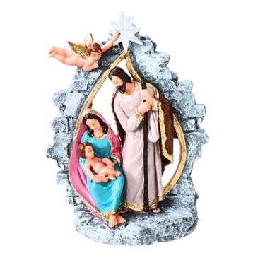 Imagem de Imagem Natalina com Estrela Sagrada Família em Resina 18cm