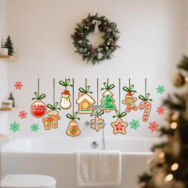 Imagem de Adesivos de parede e janela de Natal PVC 30 x 60 cm, fácil de aplicar, decorações de férias removíveis com motivos festivos para decoração de casa, conforme mostrado