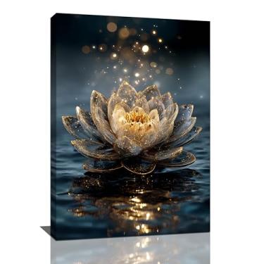 Imagem de Arte de parede em tela de lótus zen flor de lótus místico na água imagens estéticas decoração de parede meditação moderna pintura espiritual impressão emoldurada decorações presentes para ioga spa