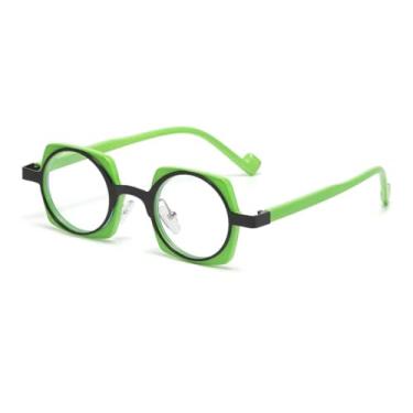 Imagem de VFDHN Óculos de sol pequenos da moda punk, femininos, retrô, lentes transparentes, masculino, armação (C8, preto, verde, transparente)