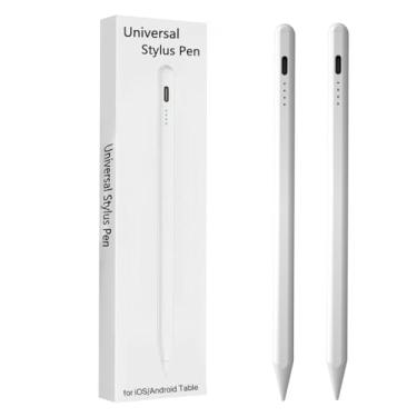 Imagem de 2 canetas Stylus para tablet Samsung Galaxy Tab A9/A8/A7 para iOS/Android/Windows Stylists Pen com duas telas sensíveis ao toque (branca)