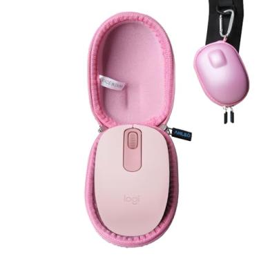 Imagem de Anleo Estojo de armazenamento rígido durável para Logitech M196 / Logitech M240 Mouse sem fio - Capa protetora de EVA à prova de choque (rosa)