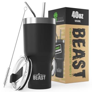 Imagem de Copo Beast 1,134 g de aço inoxidável isolado a vácuo copo de café e gelo garrafa de viagem de parede dupla (preto fosco)
