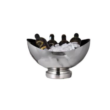 Imagem de Balde de gelo de aço inoxidável bicamada preservação do calor isolamento frio bonito KTV champanhe vinho tinto cerveja gelo bloco de gelo balde comercial (prateado, curvado)