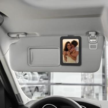 Imagem de 2 peças de clipe de viseira para porta-retratos de carro, suporte personalizado, moldura magnética vertical, ajuste horizontal, 5,5 x 8,5 cm, acessórios para carros presentes