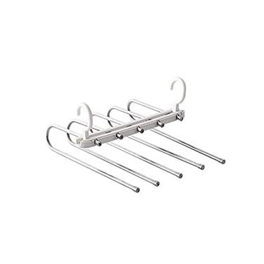 Imagem de Cabide dobrável para calças 5 em 1, cabide de aço idável para calças, cabide escópico para calças, clipe de armazenamento para calças, cachecol, gravata, cinto