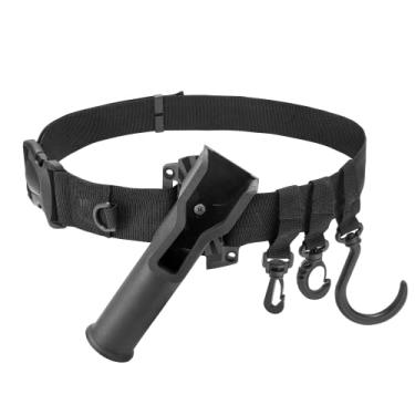 Imagem de Kit de cinto de suporte de vara de pesca - Clipe de cinto de pesca premium ajustável de 24 ângulos para coldre, alicates e longarina