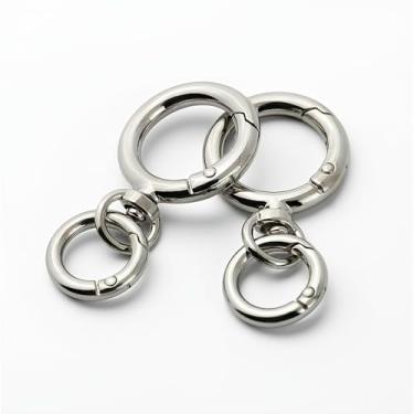 Imagem de 2 peças de chaveiros de gancho de mola de liga de zinco: anéis de metal giratórios, de abertura dupla para artesanato DIY, chaveiros, bolsas e pingentes de telefone, duráveis e leves em ouro/prata