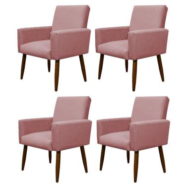Imagem de Kit 4 Poltronas Decorativa Sala E Quarto Nina Suede Herrero Cor:rosa