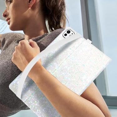 Imagem de Capa inteligente para iPad Pro de 11 polegadas (M5) 2025/ (M4) 2024 (modelo: A3357, A3358, A3359, A2836/A2837/A3006), capa inteligente com três dobras com glitter e suporte para lápis despertar