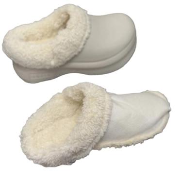 Imagem de 1 par de capas removíveis forradas com lã, palmilha grossa com forro de lã curta, para sapatos de chef, cozinha, ambientes internos e externos, branco, 36