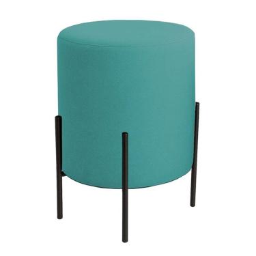 Imagem de Puff Orgânico Veludo Thor Com Pés De Ferro Preto Azul Turquesa