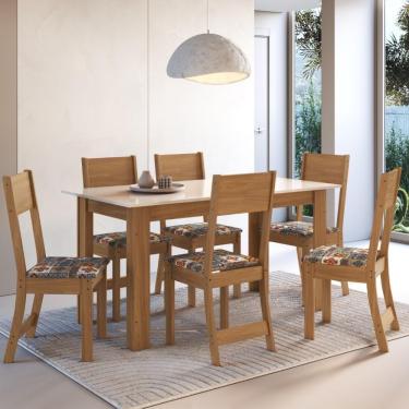 Imagem de Conjunto Sala De Jantar Fidelitá Veneza Com 6 Cadeiras Freijó/off-white Assento Alaska