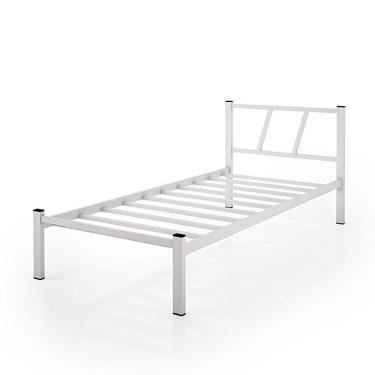 Imagem de Cama Solteiro Helena Branco Tubolar De Ferro branco