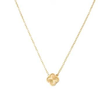 Imagem de CJL CANKIRA Colar da sorte com clavícula de trevo de folha banhada a ouro 18K - Pingente moderno de corrente de trevo de quatro folhas, joia delicada presente para mulheres, Medium, Aço inoxidável