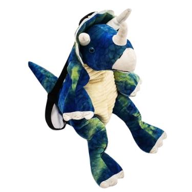 Imagem de ZJchao Crianças Dinossauro Mochila Dos Desenhos Animados 3d Forma de Dinossauro Macio Pelúcia Crianças Bonito Animal Mochila para Viagens Escola Acampamento (Azul)