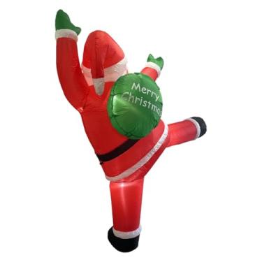 Imagem de UGPLM Papai Noel inflável de Natal para escalar, com LED embutido, adereço para fotos, Papai Noel pendurado com saco de presentes para e