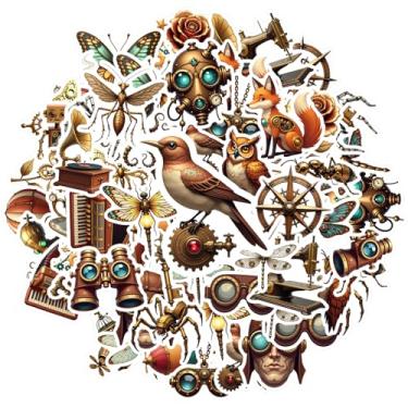 Imagem de 35 peças animais steampunk vintage mecânicos natureza adesivos brinquedos papelaria adesivos detalhados Steampunk decalques para telefone faça você mesmo, guitarra, notebook, mala, copo, telefone faça