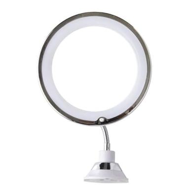 Imagem de ESPELHO DE MESA/PAREDE FLEXIVEL 360º COM LED + VENTOSA AUMENTA 10X A PILHA PLATINA, Iluminação Profissional para Banheiro e Quarto - Funciona a Pilha