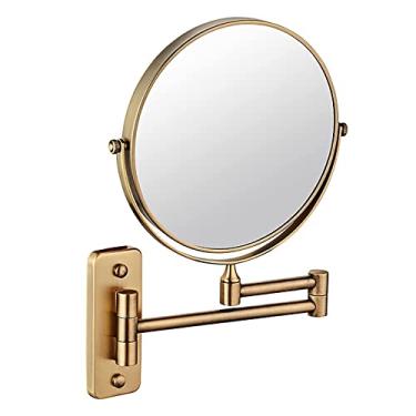 Imagem de KUYBTU Espelho de parede, espelho cone de dupla face, espelho expansível 3X, espelho de maquiagem montado na parede, espelho dobrável, espelho giratório de banheiro de 360 graus, antigo