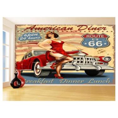 Imagem de Papel De Parede 3D Carro Antigo Hot Rod Pin Up 3,5M Cxr86 - Você Decor