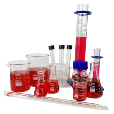 Imagem de Kit Vidrarias Drop 14 peças para laboratório de química em vidro borossilicato Neobio