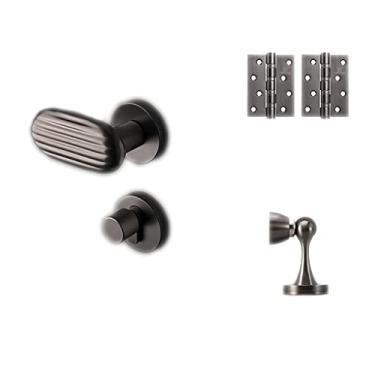 Imagem de Maçaneta de porta maçaneta interna silenciosa fechadura magnética maçanetas de porta maçaneta com chave para quarto estudo escritório bengaleiro fechadura de porta com alça (cor: capa preta A) 55 mm