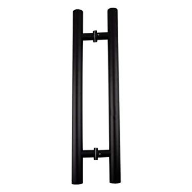 Imagem de Puxador de porta de vidro de tubo redondo de aço inoxidável preto fosco corrimão de porta deslizante acessórios de ferragens para porta deslizante, 6 tamanhos (tamanho: 600 × 400 × 38 mm)