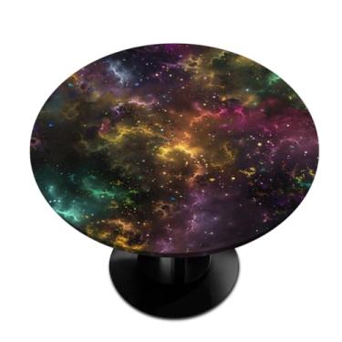 Imagem de hongjinglin Toalha de mesa redonda com borda elástica, fruta, maçã, outono, madeira, pequena, toalha de mesa redonda limpável para decoração de cozinha para mesas de 91 a 106 cm