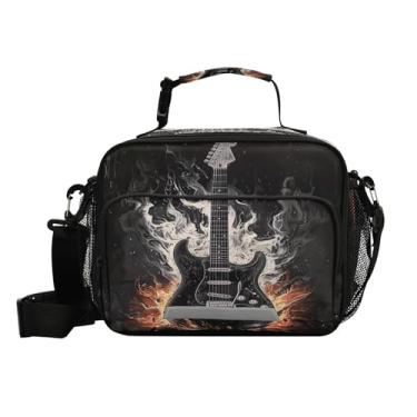 Imagem de Blueangle Lancheira térmica preta para guitarra elétrica para mulheres e homens - Bolsa térmica à prova de vazamento com alça de ombro ajustável, lancheira reutilizável para trabalho, piquenique (278)