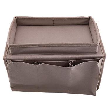 Imagem de ZAWELIYO Apoio de Braço para sofá Pendurado Organizador de Controle Remoto de TV Bolsa de Armazenamento de sofá Durável para Sala de Estar Com Bandeja Porta-copos para e Mesa Bege/marrom, 1 Peça