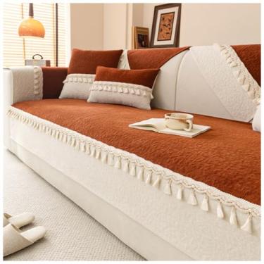 Imagem de SPXMQSS Capa para sofá, capas seccionais de chenille, capa de sofá universal antiderrapante em forma de L, supermacia, protetor de móveis de 1/2/3/4 lugares para sala de estar E 110 x 210 cm