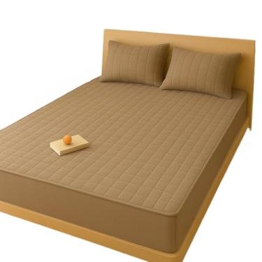 Imagem de Capa Protetora Impermeável para Colchão com Elástico 360° - Tecido Matelado Macio, Antialérgica e Antivazamentos - Lavável na Máquina(King,Bege)