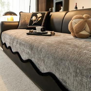 Imagem de HGTRH Capas de sofá para sofá secional para animais de estimação, capas de sofá de 3 lugares e 2 lugares, não amassam facilmente, capa de sofá de chenille, antiderrapante, C, 224 x 187 cm