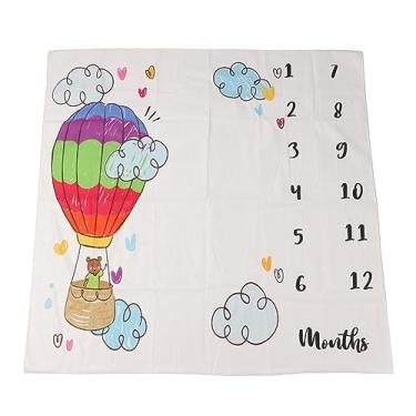 Imagem de Mbeysaq BabyMonthBlanket NewbornMonthlyMilestoneDigitalPrint HotAirBalloonPattern DecorativeBlanket for Babies MilestoneBackground.