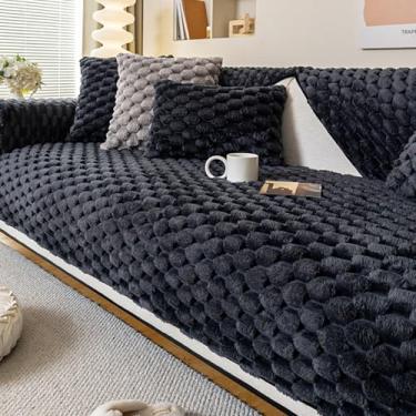 Imagem de Capa de sofá para sofá secional em forma de L, almofadas não removíveis, capas de sofá de pelúcia quentes e amigáveis à pele laváveis com sensação de massagem, capa de seda de sofá de vários tamanhos