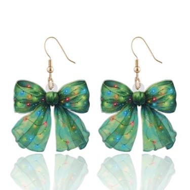 Imagem de HAISWET Brincos femininos com laço de Natal e gancho de peixe para mulheres, Medium, Resina, Sem Pedra Preciosa