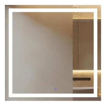 Imagem de Espelho Com Led Quadrado 60x60 Cm Jateado Touch Premium - NoBrand, Led