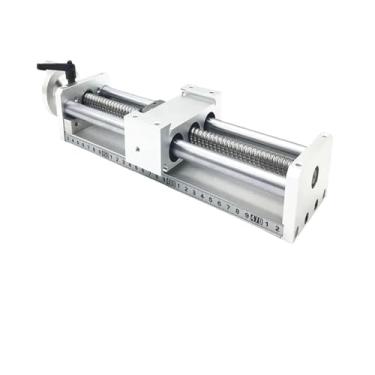 Imagem de S25HH0 Guia de trilho linear SFU1605/1610 fuso esférico 100~500 mm painel móvel curso tamanho 50 * 120 mm mesa deslizante com volante e capa contra poeira (volante e tampa, curso de 100 mm SFU1610)