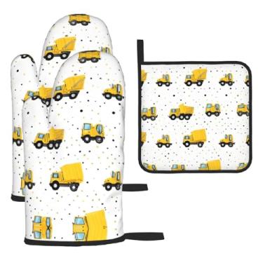 Imagem de Tractor Farming – Conjunto de cozinha essencial com 3 peças, luvas resistentes ao calor e aderência da tampa, proteção para churrasco no forno, design de armazenamento suspenso.