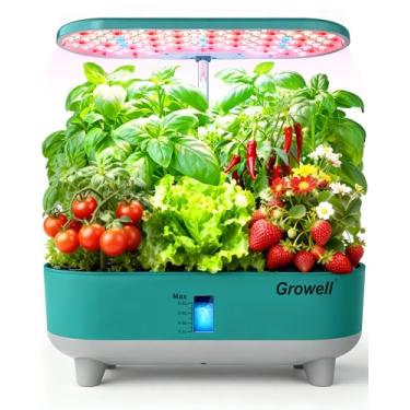 Imagem de Growell Kit de sistema de cultivo hidropônico, 16 cápsulas, sistema de jardinagem interna vertical de 8 L para ervas e vegetais e frutas, com luz LED de cultivo, circulação de água inteligente, 3