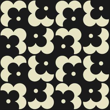 Imagem de Fiula Papel de parede geométrico Boho papel de parede preto bege para contato 190 x 43 cm, autoadesivo, vintage, para quarto, impermeável, removível, prateleira, rolo de vinil