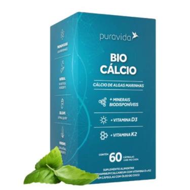 Imagem de Bio Cálcio Marinho  + Minerais Vitaminas D3 K2  Pura Vida, 60 Cápsulas