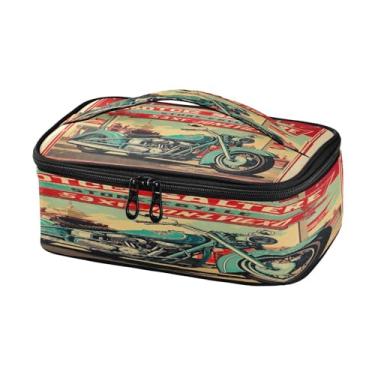 Imagem de Wassud Pôster vintage com motocicleta pequena lancheira, mini bolsa térmica portátil com alça para escritório, praia, viagens