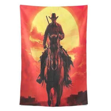 Imagem de STAYTOP Tapeçaria de parede de caubói do deserto ocidental tapeçarias para decoração de casa decoração de dormitório sala de estar quarto tapete de parede (80 × 60 pol)