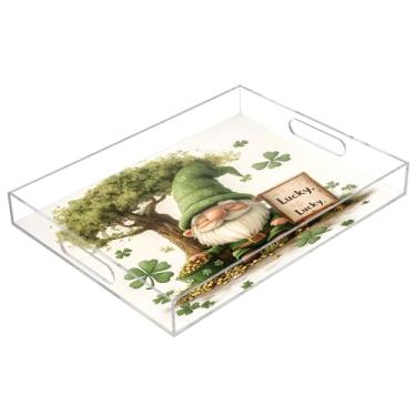 Imagem de STAYTOP Bandeja de servir de acrílico fofa Gnomo, 15,7 x 11,20 cm, à prova de derramamento, organizador de bancada para café da manhã, chá, comida, maquiagem