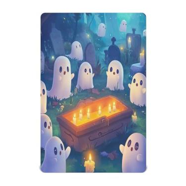 Imagem de xigua Lençol de berço fofo de fantasmas de desenho animado para meninas e meninos, lençol macio e respirável adequado para berço padrão e cama infantil 71 x 132 cm