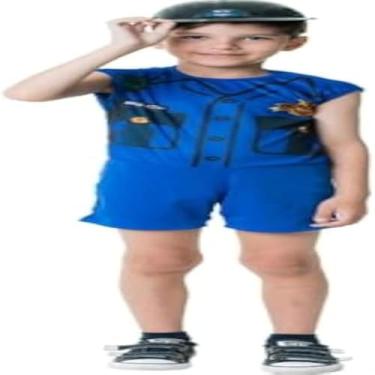 Imagem de Divertida fantasia policial infantil para brincar, meninos e meninas, leve, animada.