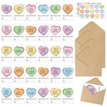 Imagem de CPicdn 30 Pack Valentine's Day Cards Set, Funny Bulk Boxed Greeting Cards with Envelopes and Stickers, Candy Heart Holiday Notes Set for Gift Exchange Office Coworker Colleague Employees Party Favors